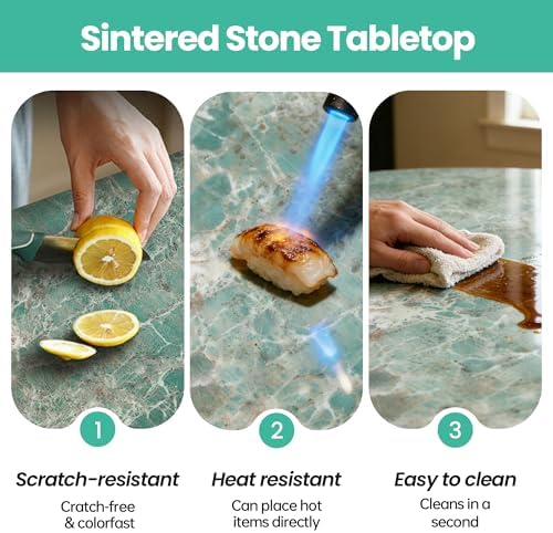 ZL ZELing 19.7" Lazy Susan Turntable – 360° Sinteredstone Silent Anti-Slip Turntable, Table Top Centerpiece for Kitchen, Pantry, Spice Rack, Refrigerator & Dining Table, Green - Image 3