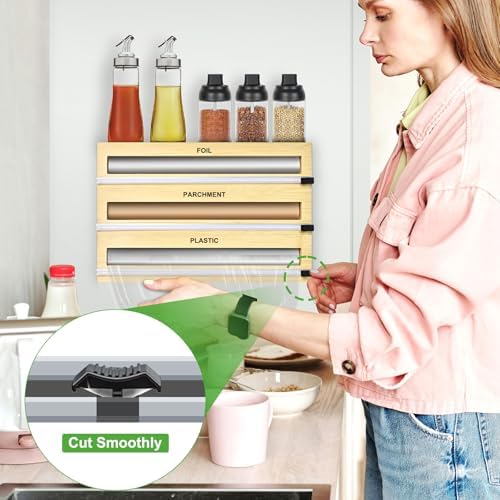 MSJGA Magnetic Plastic Wrap Dispenser with Cutter for Drawer&Refrigerator - Image 4