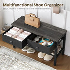 YATINEY Hall Tree with Bench and Shoe Storage, Entryway Bench with Coat Rack, 4-in-1 Coat Rack Shoe Bench, Multifunctional, for Front Door, Hallway, Foyer, Charcoal Grey and Black MT05BC - Image 3