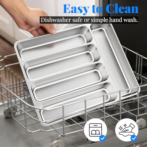IKOCO 2-Pack Silverware Organizer, Stainless Steel, Dishwasher Safe - Image 3