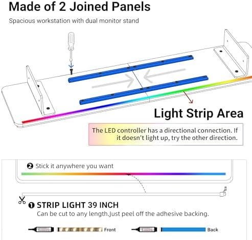 AFOOYO Monitor Stand Riser,31.5-Inch LED Light Wood Computer Monitor Stand with Adjustable Acrylic Legs,Desk Accessories Desktop Organizer Stand for, Computer,Laptop,Printer,PC TV Screen Riser,White - Image 6