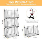Sonyabecca 3-Pack Hanging Laundry Baskets, Foldable Metal Wire Shelves with 360° Rotating Hooks, Space-Saving Over Washer/Dryer or Closet Storage for Laundry Room & Closet Organization, Black - Image 7