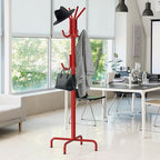 Simple Houseware Standing Coat/Hat Hanger Organizer Rack, 12 Hooks, Red - Image 5
