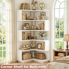 Besiost Corner Book Shelf, 6-Shelf Corner Bookshelf for Small Corner Spaces - Image 2