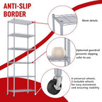 REGILLER 6 Wire Shelving Steel Storage Rack Adjustable Unit Shelves for Laundry Bathroom Kitchen Pantry Closet(Silver,11.7" D x 21.4" W x 64.5" H,With Wheels) - Image 3