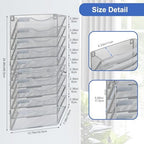 EasyPAG Wall File Organizer for Office 10 Pocket Mesh Wall Mounted Paper Organizer Hanging Folder Holder with Nametag Label for Home School, Silver - Image 2