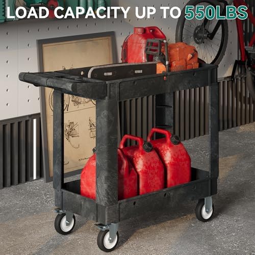 YITAHOME Black Utility Cart on Wheels, 550 lbs Capacity, 40 x 17 Inch - Image 2