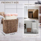 Wicker Trash Can with Lid and Liner, Handwoven Wicker Waste Basket, Water Hyacinth Bathroom Trash Can, Boho Rattan Garbage Wastebasket for Bedroom Home Living Room Office, 2.5 Gallon, Espresso - Image 2