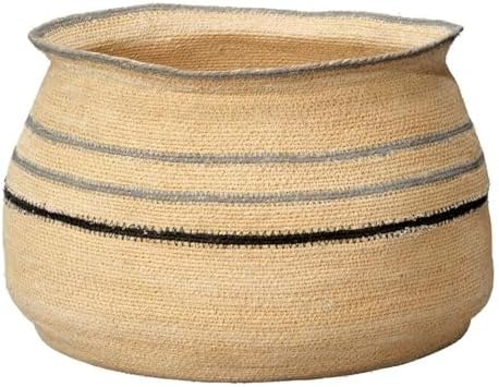 Maklaine Handwoven Natural Seagrass Jute Decorative Basket, 14 in Diameter, Sustainably Harvested, Unique Weaving Patterns, Indoor Use Only, Natural Finish, Artisan Craft for Home Décor Displays by Maklaine