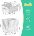 8 Pack Plastic Storage Baskets,White Stackable Bins with Lid - Image 3