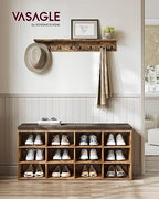 VASAGLE Shoe Bench with Cushion, 12 Compartments, 11.9 x 40.9 x 18.9 Inches - Image 2