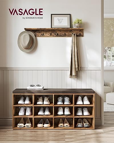 VASAGLE Shoe Bench with Cushion, 12 Compartments, 11.9 x 40.9 x 18.9 Inches - Image 2