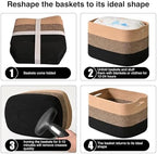 ICERZCZ Storage Baskets for Shelves Organizing, Woven Cotton Rope Baskets for Storage, Book Basket, Towel Basket, 12.5"Lx9.1''Wx7.9''H (4 Packs) Gradient Black & Jute - Image 7