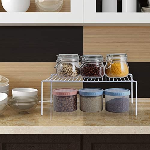Redrubbit Large (15.7 x 9. 4 Inch) Cabinet Storage Shelf Rack, Rustproof Kitchen Counter and Cabinet Shelf, Storage Rack Organizer for Kitchen, Fridge, Cabinet, Bathroom, Set of 4 - Image 2