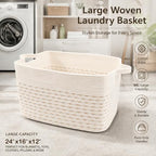 65L Large Laundry Basket with Handles,Woven Blanket Basket,Yellow - Image 5