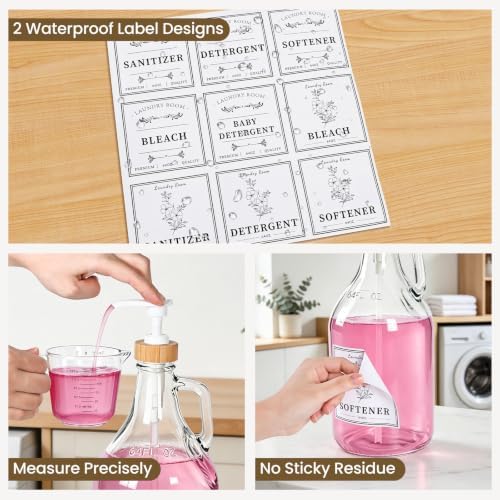 2 Pcs Glass Laundry Detergent Dispenser Bottle, 64 oz - Image 7