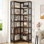 Tribesigns Corner Shelf, 7-Tier Industrial Corner Bookshelf and Bookcase by Tribesigns