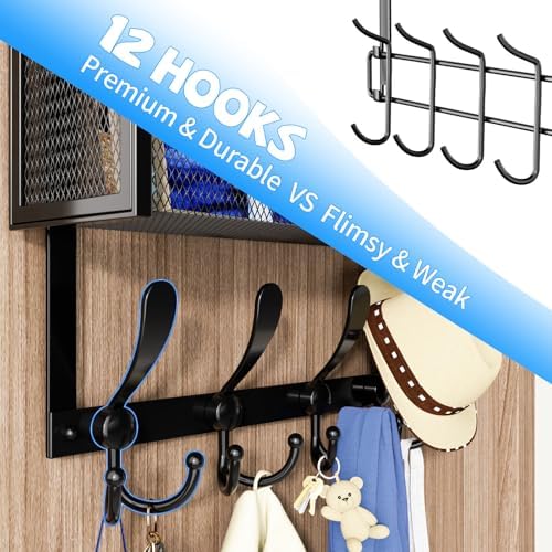 Kaiferty Over The Door Hooks Organizer, Coat Rack Over The Door Storage Hanger Towel Rack, Back of Door Storage Organizer for Bathroom,Bedroom,Kitchen,Office (Black, 4-Tier) - Image 5
