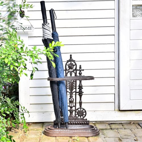 Sungmor Cast Iron Freestanding Umbrella Stand with Detachable Drip Tray - Image 2
