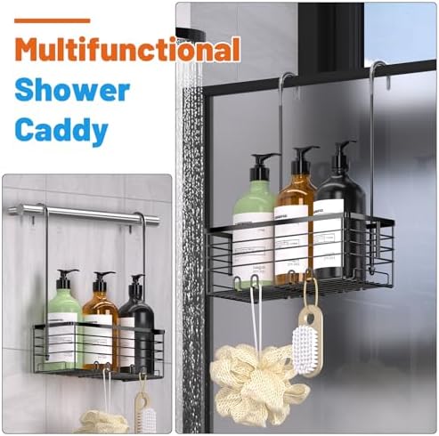 YUOROS 304 Stainless Steel Hanging Shower Caddy (Black) - Image 2
