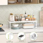 RUILALIFE Expandable Cabinet Organizer Shelf With Adjustable Height, Stackable Kitchen Countertop Organizer Rack, Adjustable Shelf Riser For Kitchen Counter, Pantry, Cupboard, Desk, Tabletop - Image 3
