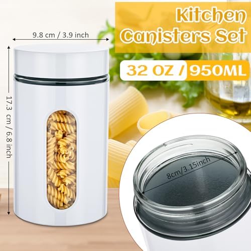 Mimorou 6 Pack 32 oz Airtight Stainless Steel Kitchen Canisters, White - Image 2