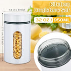 Mimorou 6 Pack 32 oz Airtight Stainless Steel Kitchen Canisters, White - Image 2