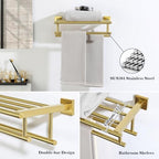 Alise Double Towel Rack for Bathroom Wall Mounted 16 Inch,Gold - Image 3