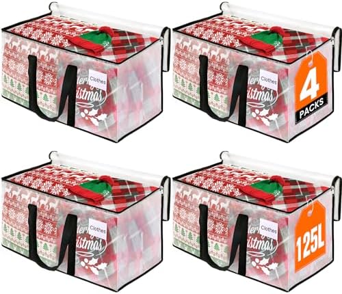 RoomHacks Moving Bags, Heavy Duty Large Storage Bags, 125L, 4 Pack, Clear by RoomHacks