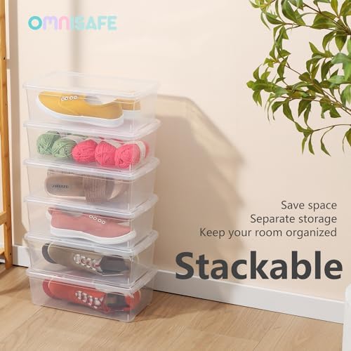 Stackable Plastic Storage Shoebox, BPA-Free Nestable Container with Latching Lid to Organize Shoes, See-Through Box for Home and Office, Multi-Purpose Clear Bins (12 Pack 6 Quart) - Image 3