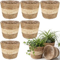 AceOrbit 6 Pcs Wicker Plant Basket Bulk with Liners Woven Planter Baskets Bulk for Indoor Outdoor Seagrass Plants Woven Wicker Baskets for Flower Pots Cover and Room Decor (Small,Bohemian) by Unknown