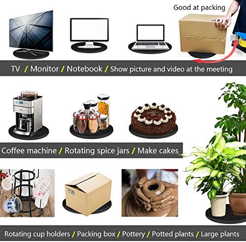 16 Inch Lazy Susan Turntable - Heavy Duty Rotating Swivel Steel Ball Bearings - Flat Base Stand for TV/Computer/Monitor/Arts/Crafts/Bonsai/Statue/Cabinet Organizer (3 Pack/Black) - Image 6