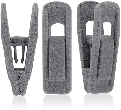 Tinfol Gray Velvet Hanger Clips, 80 Pack Pants Velvet Clips, Large Opening Clothes Pin Hanger Clip, Strong Finger Flocked Clip Perfect for Slim-line Clothes Velvet Hangers by Tinfol