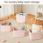 Pink Storage Bins 4 Pack Rectangular Rope Basket for Shelves - Image 6
