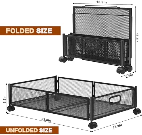 Under Bed Storage Containers,2 Pack Foldable Underbed Storage Containers with Handles and Wheels,Folding Bed Shoes Clothes Organizer,Easy Assembly Underbed Storage for Toy ,Bedding,Bedroom(Black) - Image 2