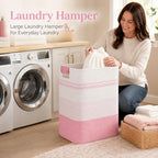 Laundry Hamper, Cotton Rope Laundry Basket with Leather Handles, 22.5-Gallon/85 L Large Clothes Hampers for Laundry, Woven Laundry Baskets for Blankets, Clothing, Bedroom, Living Room, Nursery - Image 6