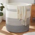 OIAHOMY 80L Laundry Basket Laundry Hamper Nursery Hamper White&Gray by MasterofSpaceOptimization