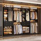 Besiost Closet System with Drawers, 120"/10FT, 151.2"/12.6FT, Built-in Closet Organizer System with Reversible Hanging Shelving and Hanging Rods, Black Set of 2 - Image 2