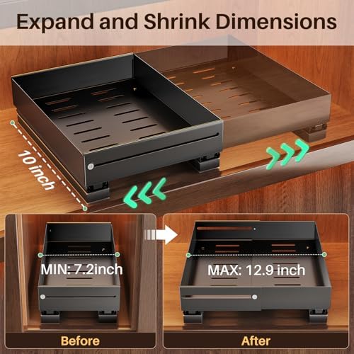 SNTD Pull Out Spice Rack Organizer for Inside Cabinets, Expandable,2-Pack - Image 2