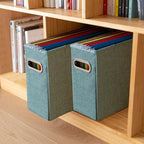 6 Packs Letter Size File Organizer, File Folders Organizer, Fabric Storage Box, Collapsible Paper Organizer with Metal Handle, Smooth PVC Rails, Only Box (Green) - Image 7