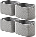 ICERZCZ Small Storage Baskets for Shelves Organizing, Woven Cotton Rope Baskets for Storage, Book Basket, Decorative Shelf Basket, 12.5"Lx9.1''Wx7.9''H (4 Packs) Grey by ICERZCZ
