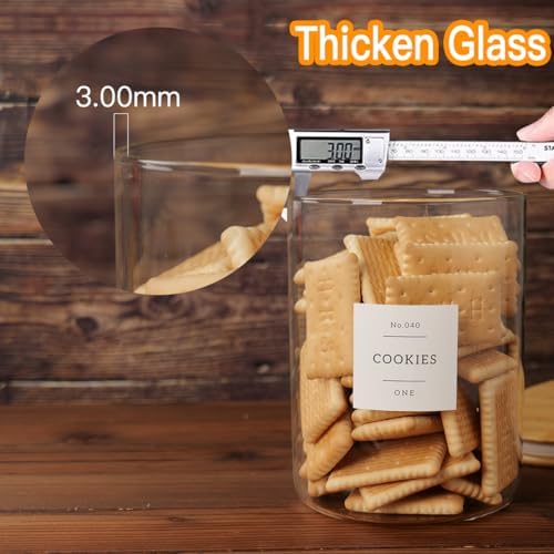 CZZGSM Set of 2 Large Glass Flour and Sugar Containers - 100 Fl oz Thicken Glass Storage Jars with Airtight Bamboo Lid and 132 Kitchen Pantry Labels - Big Clear Rice Containers Farmhouse - Image 3