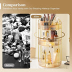 Aveniee 360° Rotating Makeup Organizer for Vanity, Upagraded Perfume Skincare Bathroom Counter Organizers with Brush Divider, 3 Tier Spinning Lipstick Cosmetic Lotion Storage,Gold - Image 4