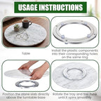 Gisafai 16'' Marble Lazy Susan 8'' Aluminium Alloy Turntable, White - Image 3