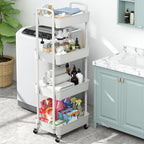Sywhitta 4-Tier Plastic Rolling Utility Cart with Wheels for Storage,White - Image 6