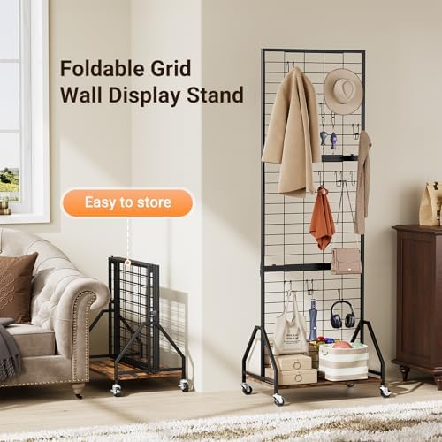 ELYKEN Foldable Grid Wall Panels, 5.7 x 2 FT Movable Gridwall Display Rack - Image 5