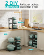 ORDORA Pots and Pans Organizer Under Cabinet 13.8", 6-Tier Adjustable Rack - Image 3