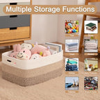 OIASKET Large Storage Basket for Organizing, Woven Rope Basket for Shelves, Closet Organizer Bins for Clothes, Blanket, Toys, Baby Nursery Storage, 17.7" x 13" x 7.87", 3 Packs Gradient Yellow - Image 3