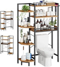 K1 Heavy Duty 7-Tier Over The Toilet Storage（With Basket and Paper Hook）Freestanding Above Toilet Shelf with Adjustable Feet，Space Saver Bathroom Shelves 9.3"D x 33.5"W x 63.8"H，Rustic Brown by Roxibelt