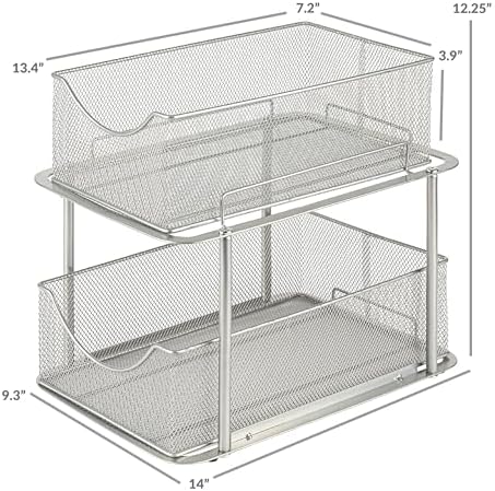 Sorbus Pull-Out Under Sink Organizer, Mesh Construction (Silver, 1 Pack) - Image 3
